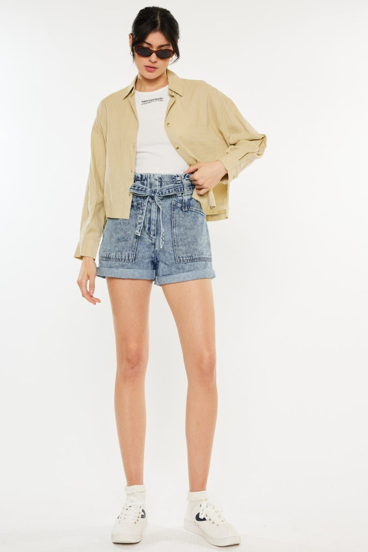 Kancan Scarlett Ultra High Rise Paperbag Denim Shorts