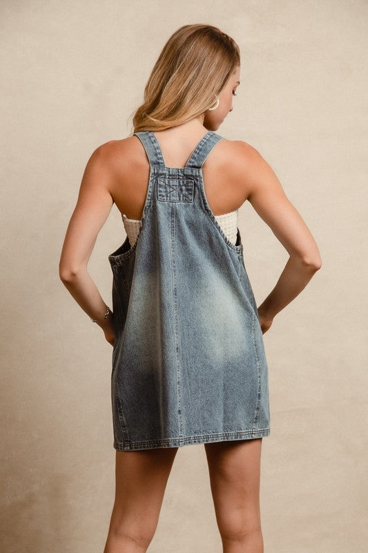 BiBi Washed Denim Overall Dress