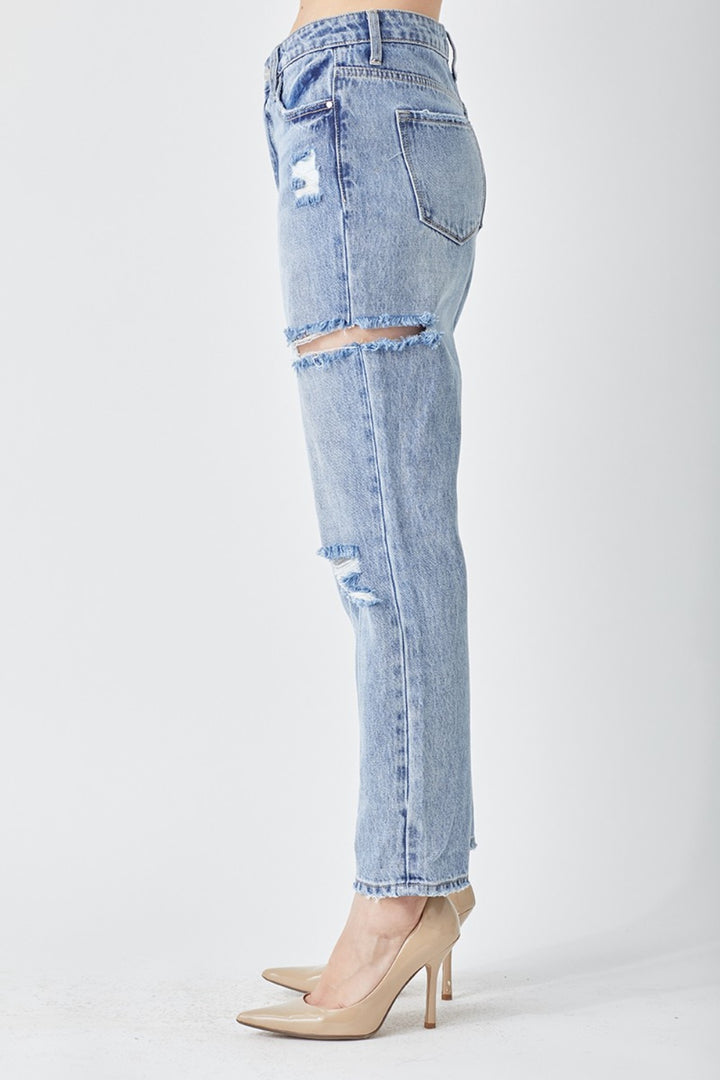 RISEN Aria Distressed Slim Cropped Jeans