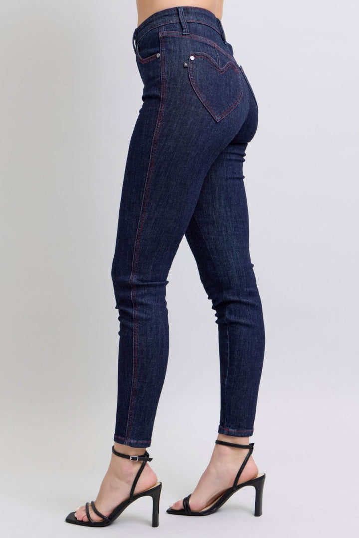 Judy Blue High Rise Heart Shaped Back Pockets Skinny Jeans