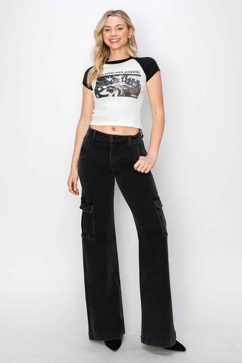 Risen Bree High Rise Wide Leg Cargo Jeans