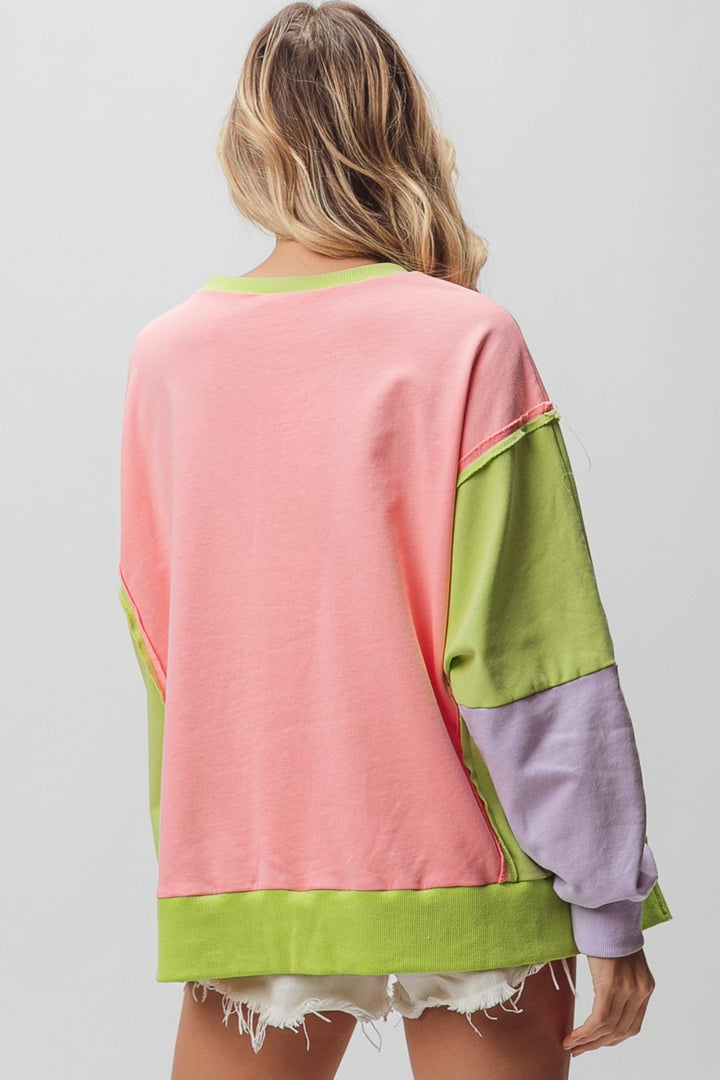 Color Cascade Sweatshirt In Lime