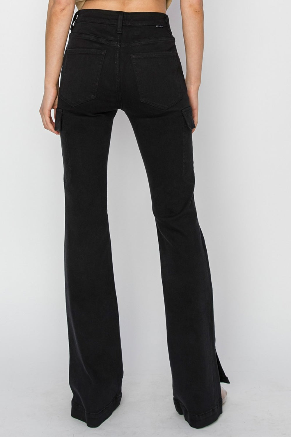 RISEN Maeve High Rise Side Slit Cargo Bootcut Jeans