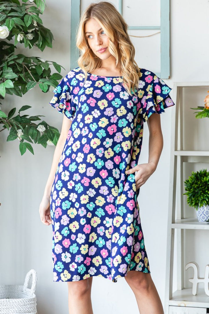 Floral Shop Dress with Pockets