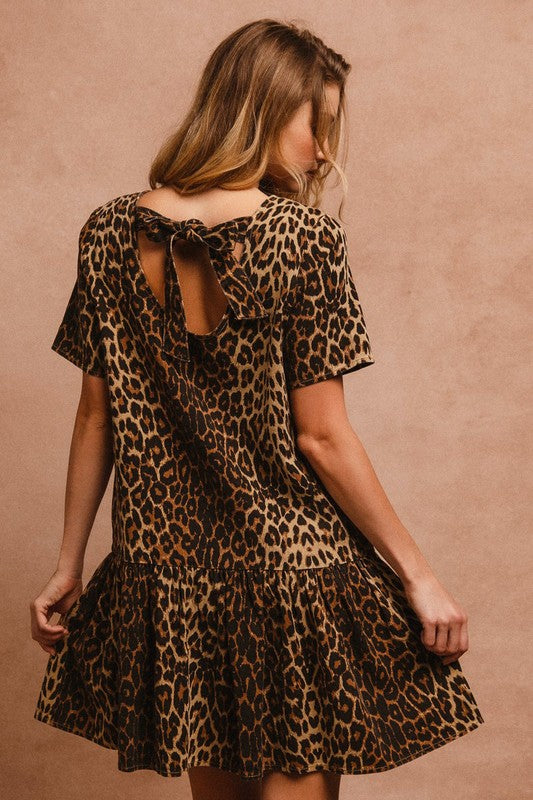 BiBi Tie Back Leopard Dress