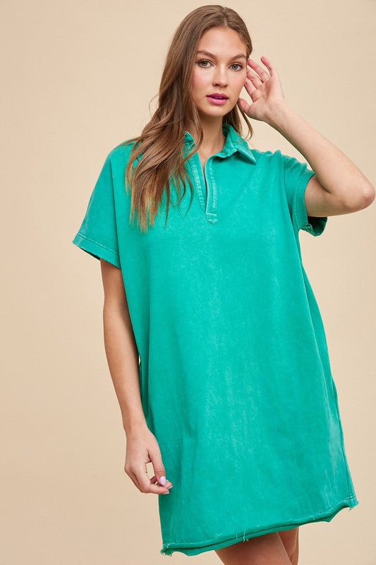 Annie Wear Mineral Washed Dress In Turquoise