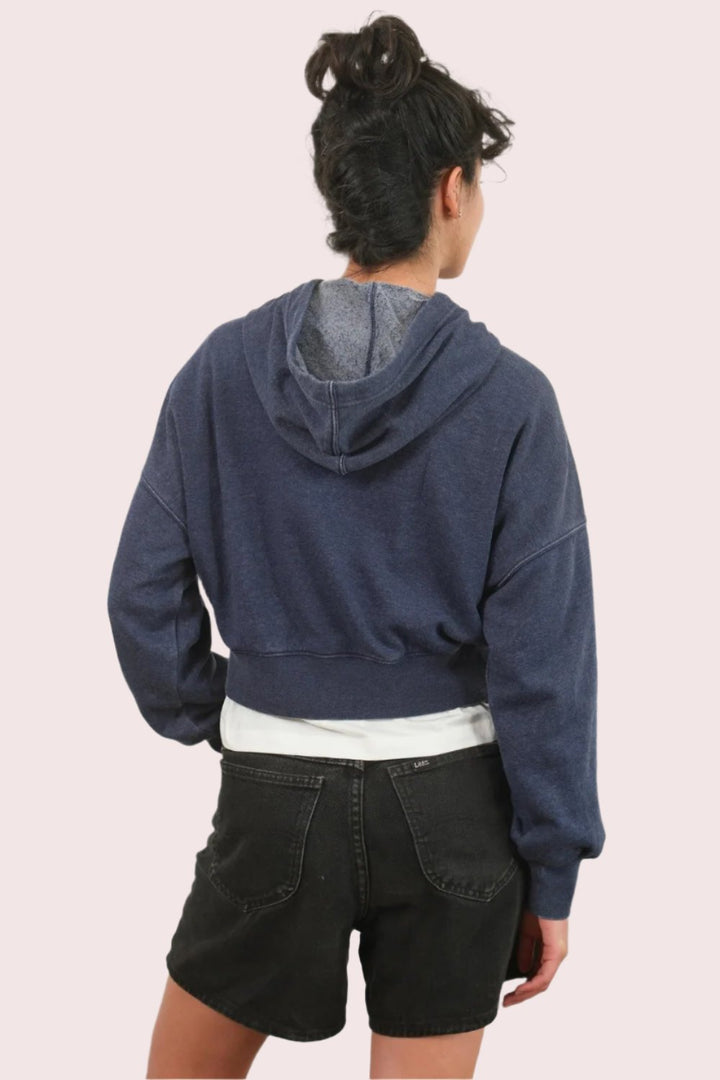 HYFVE Drop Shoulder Cropped Hoodie In Dark Night