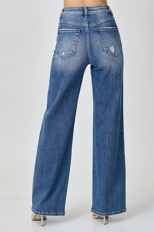 RISEN High Waist Jeans with Pockets In Medium Wash