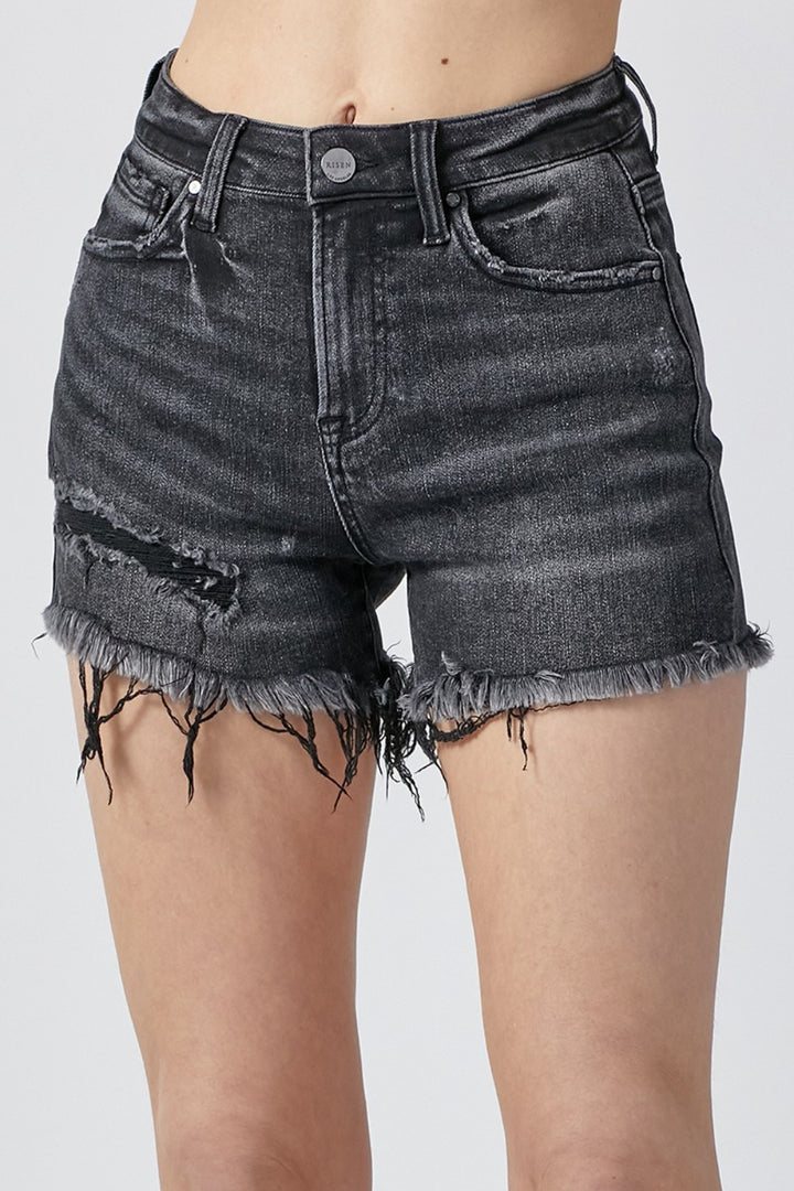 GB Raw Hem Denim Shorts with Pockets