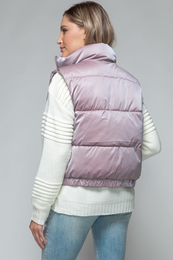 Snobbish Fine Fur Lining Quilted Vest In Dark Rose