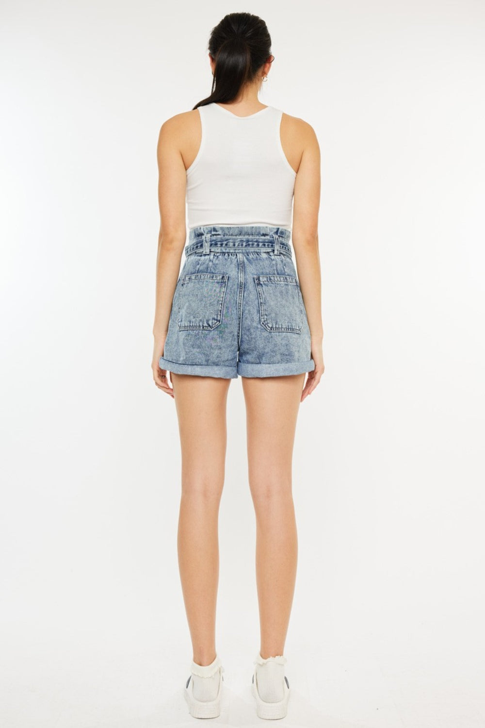 Kancan Scarlett Ultra High Rise Paperbag Denim Shorts