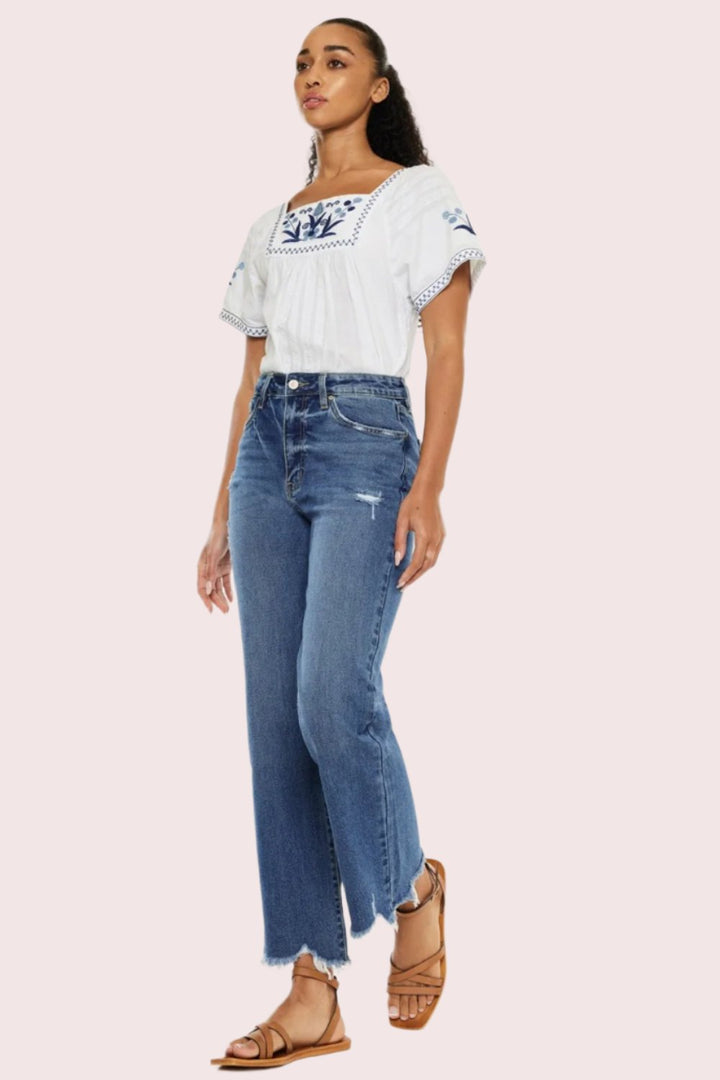 Kancan Edge High Rise Slim Wide Leg Jeans