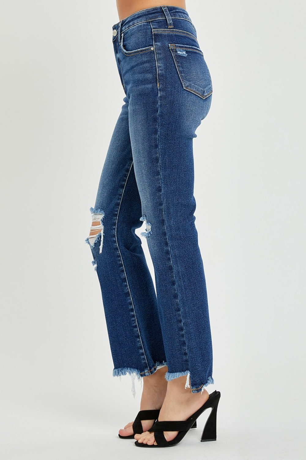 RISEN Diane High Rise Distressed Crop Flare Jeans