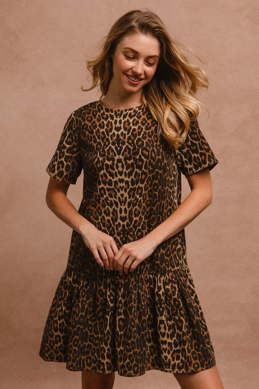 BiBi Tie Back Leopard Dress