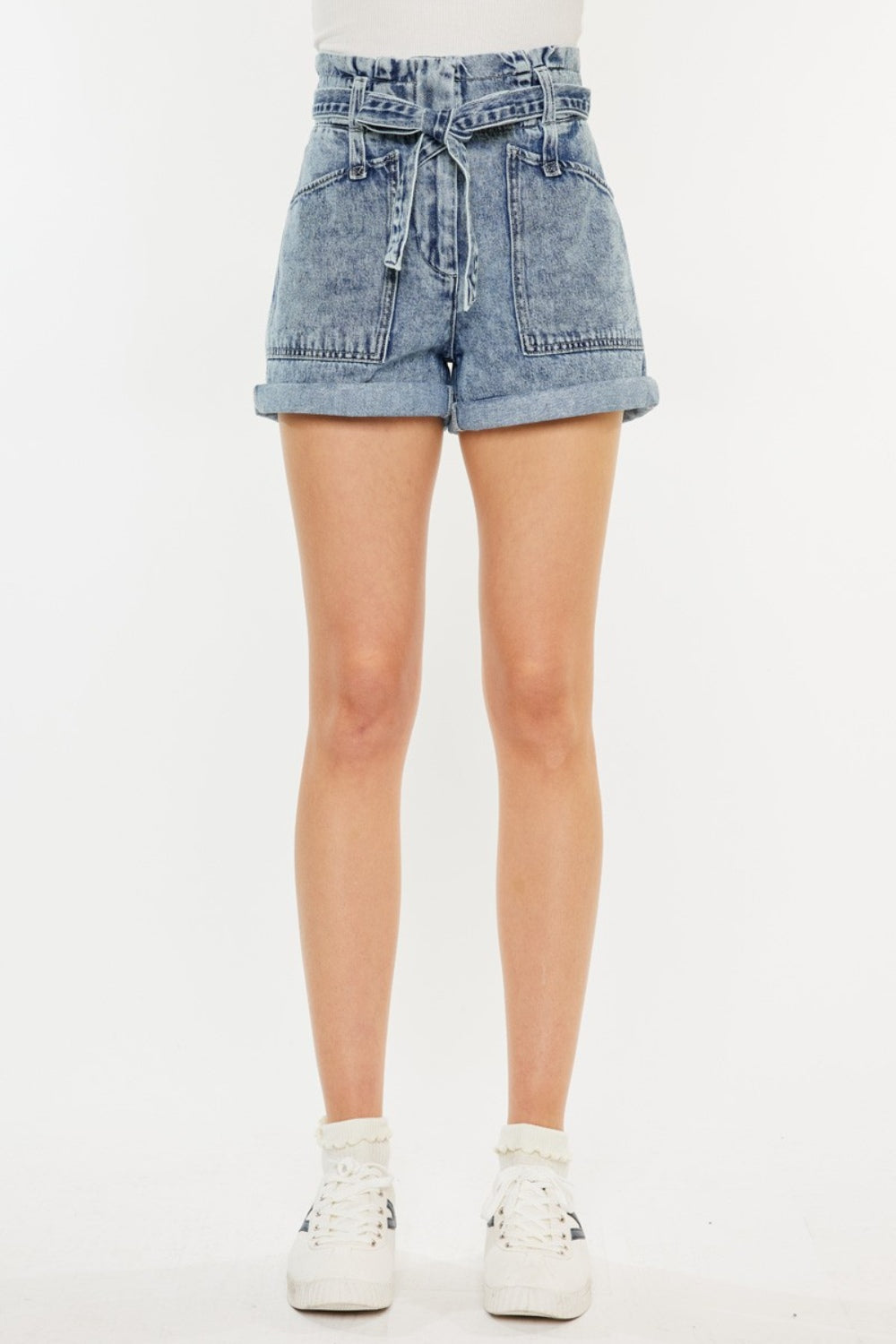 Kancan Scarlett Ultra High Rise Paperbag Denim Shorts