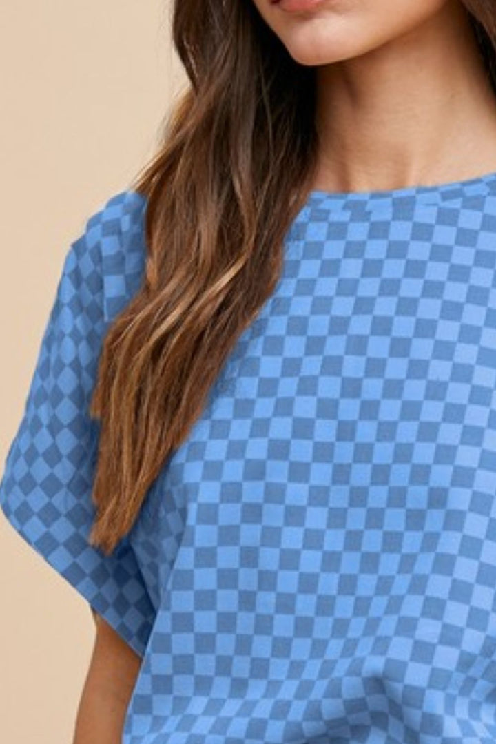 Annie Wear Checkered Top In In Blue