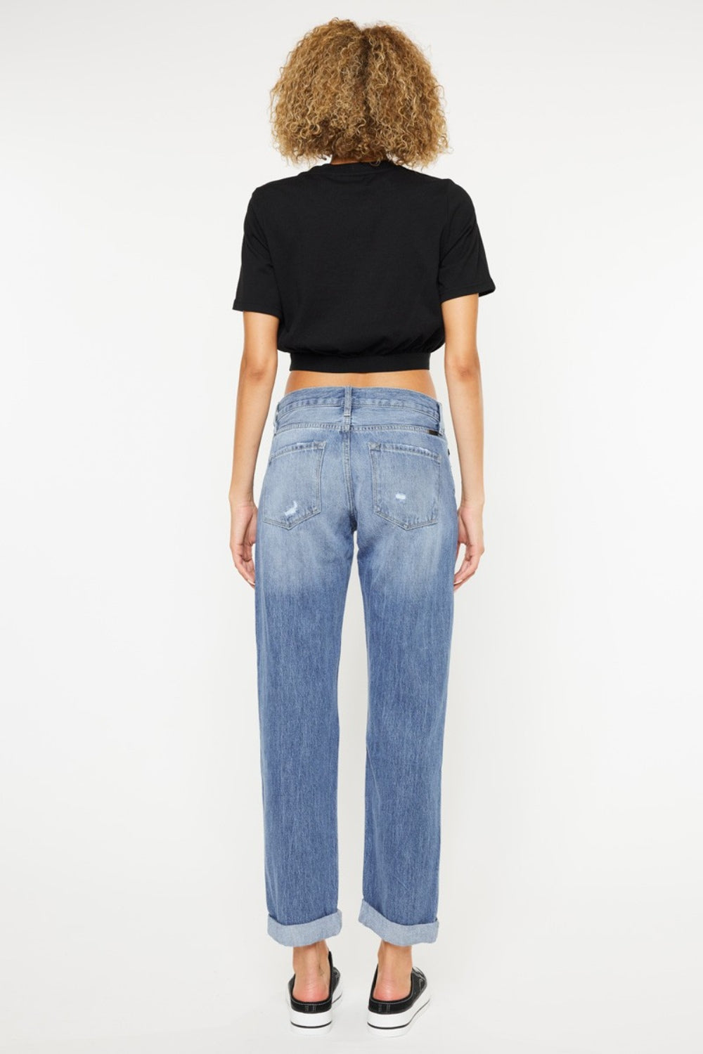 Kancan Oliva Mid Rise Distressed Straight Jeans