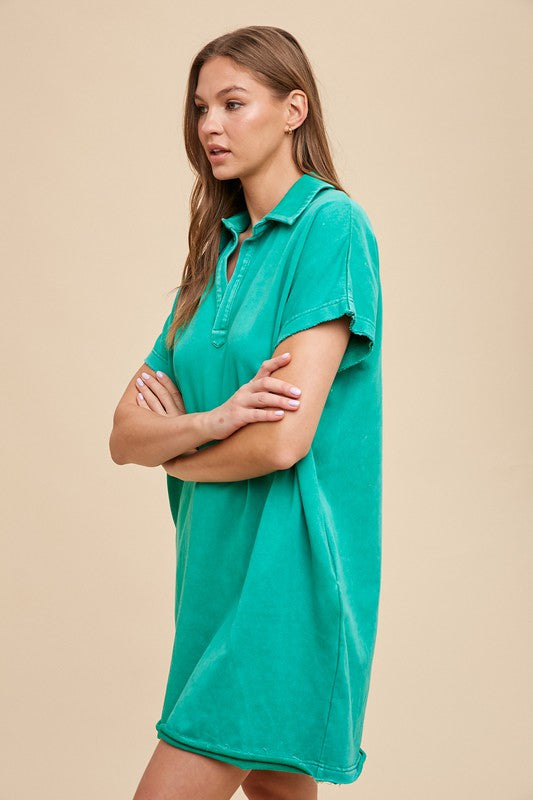 Annie Wear Mineral Washed Dress In Turquoise