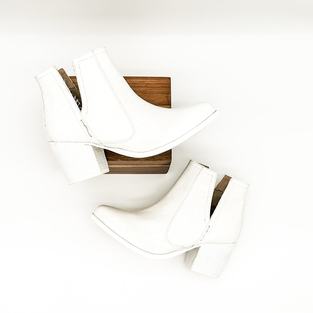 Tarim Bootie in White Croc