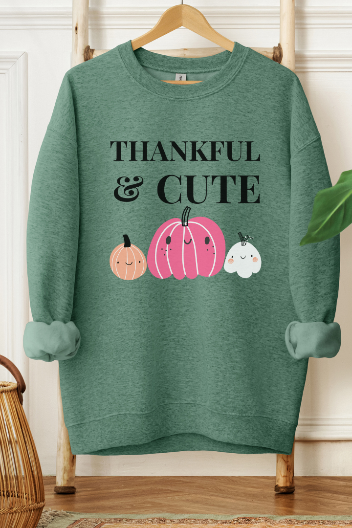Thankful and Cute Crewneck Sweatshirt