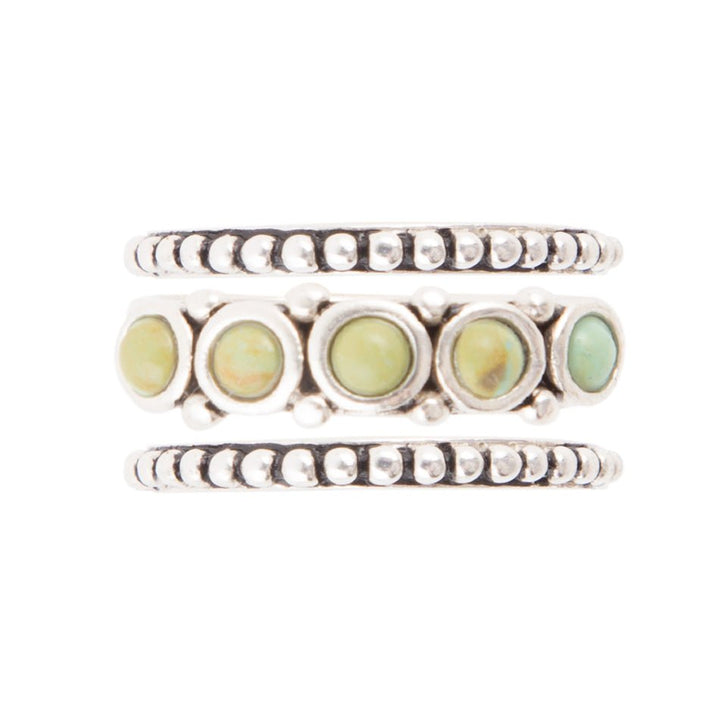 Triple Play Blue Turquoise and Sterling Silver Stack Ring
