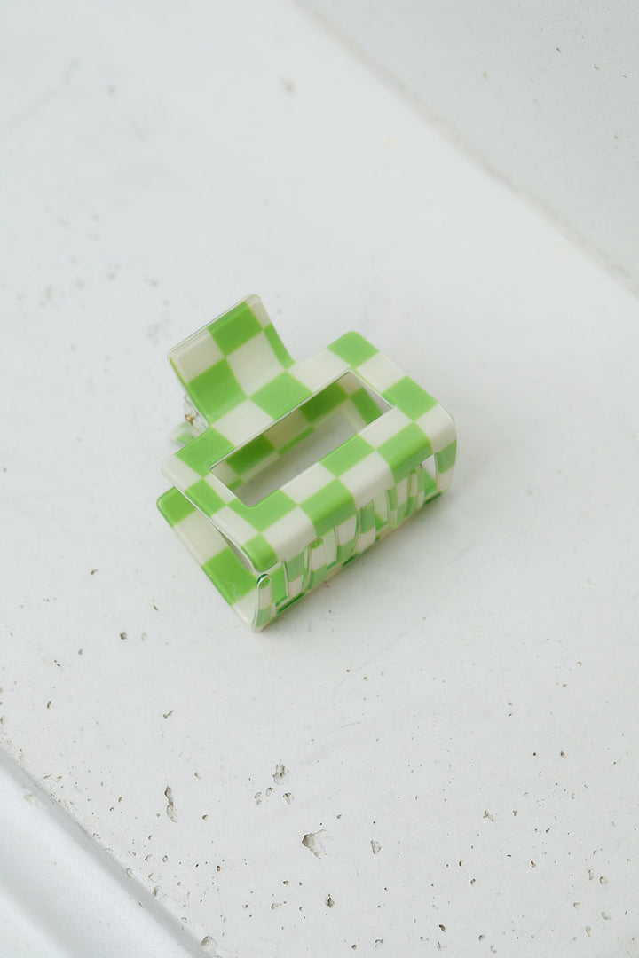 Checkered Claw Clip in Green