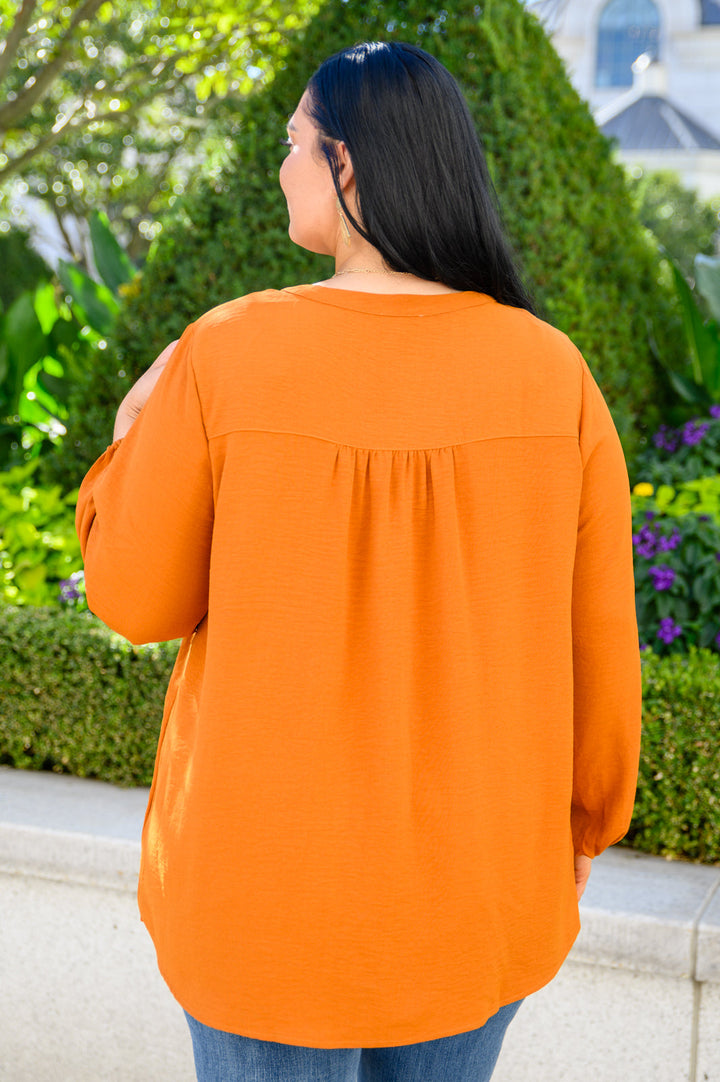 Bop To The Top Puff Sleeve Blouse In Caramel