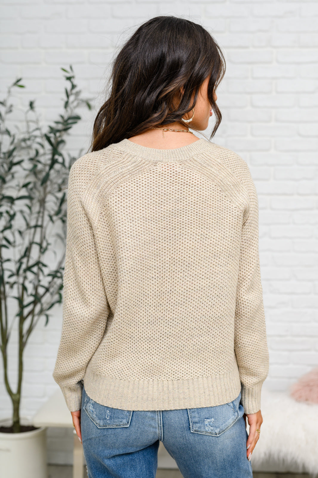 Chai Latte V-Neck Sweater in Oatmeal - AddiBray