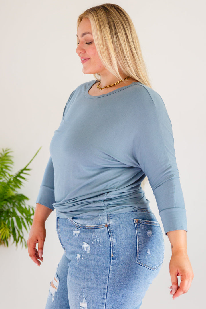 Daytime Boat Neck Top in Blue Gray - AddiBray