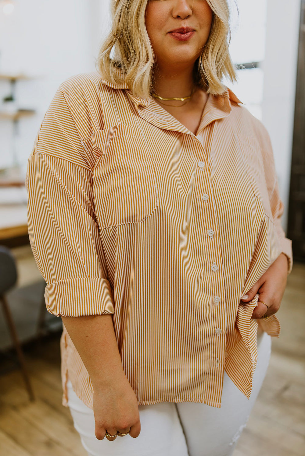 Easy On The Eyes Striped Button Up - AddiBray