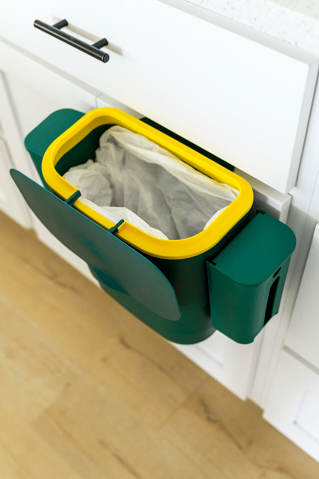 Food Prep Sidekick, mini waste can with side bag storage
