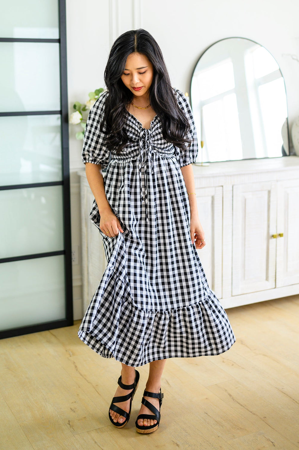 Greenville Gingham Midi Dress - AddiBray