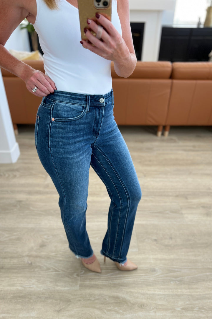 Ruth High Rise Release Hem Straight Jeans
