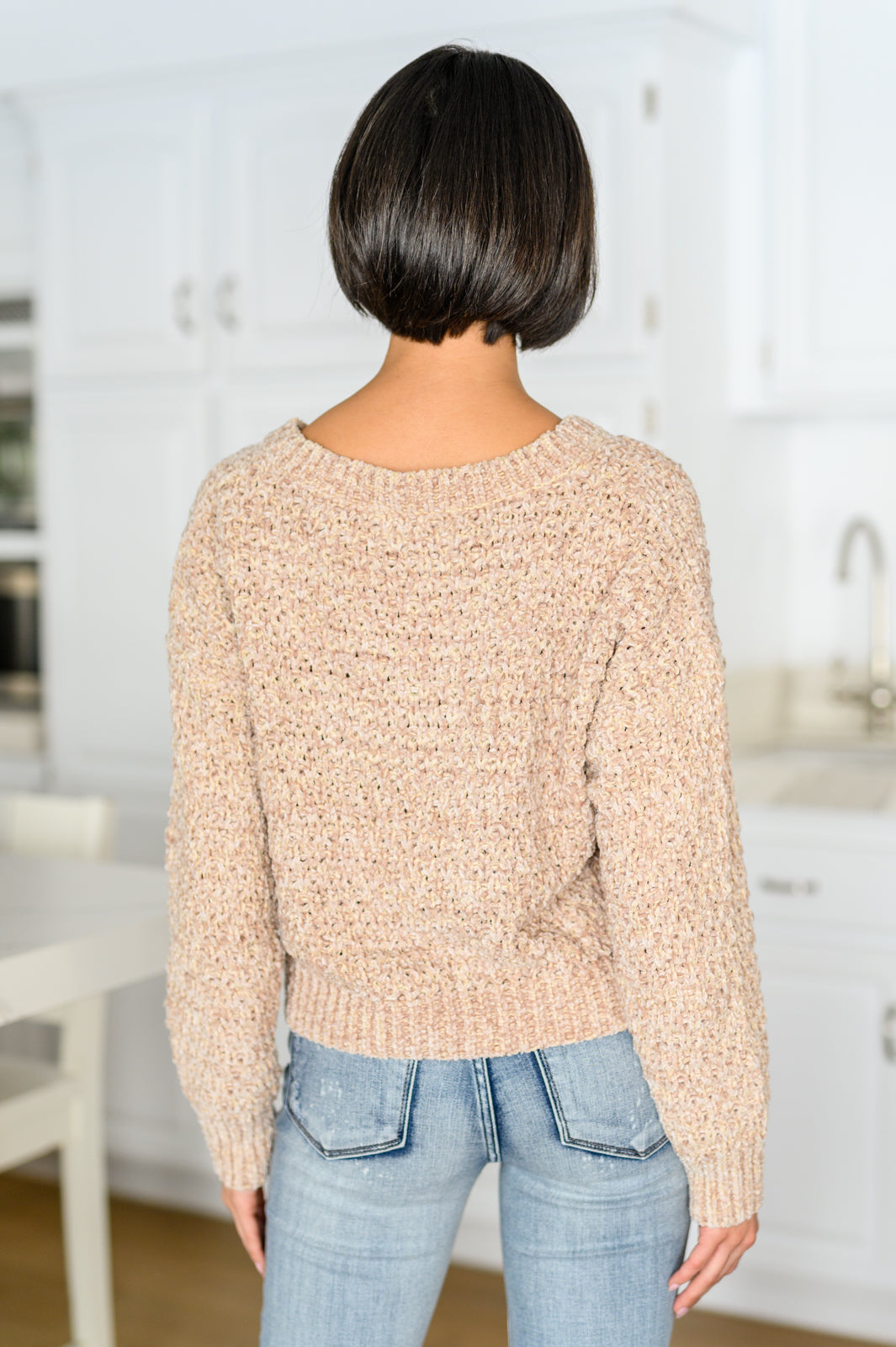 Irish Coffee Knitted Crop V Neck Sweater - AddiBray