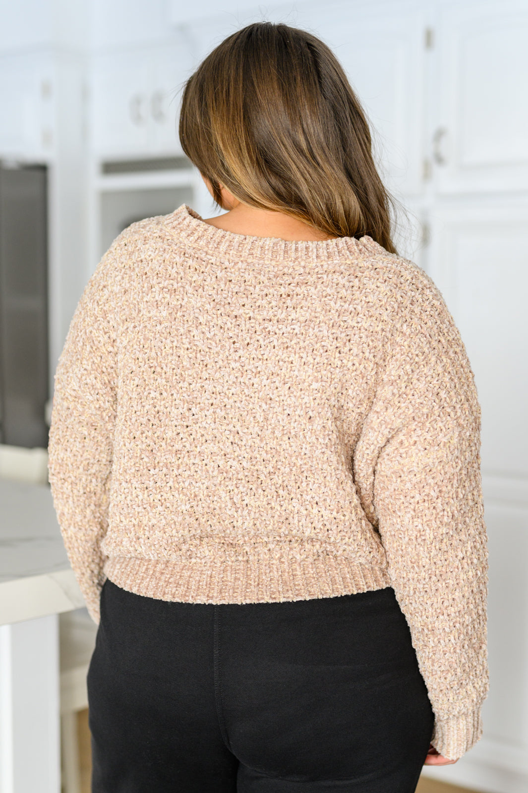 Irish Coffee Knitted Crop V Neck Sweater - AddiBray