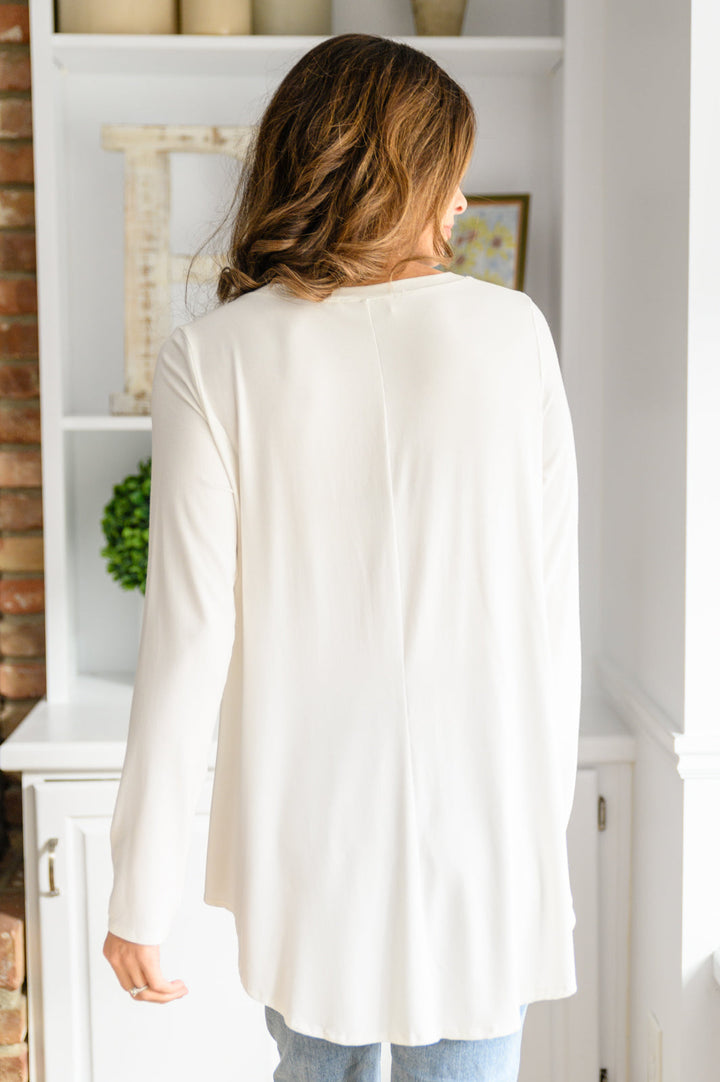 It's Your Move V Neck Long Sleeve Top In Ivory