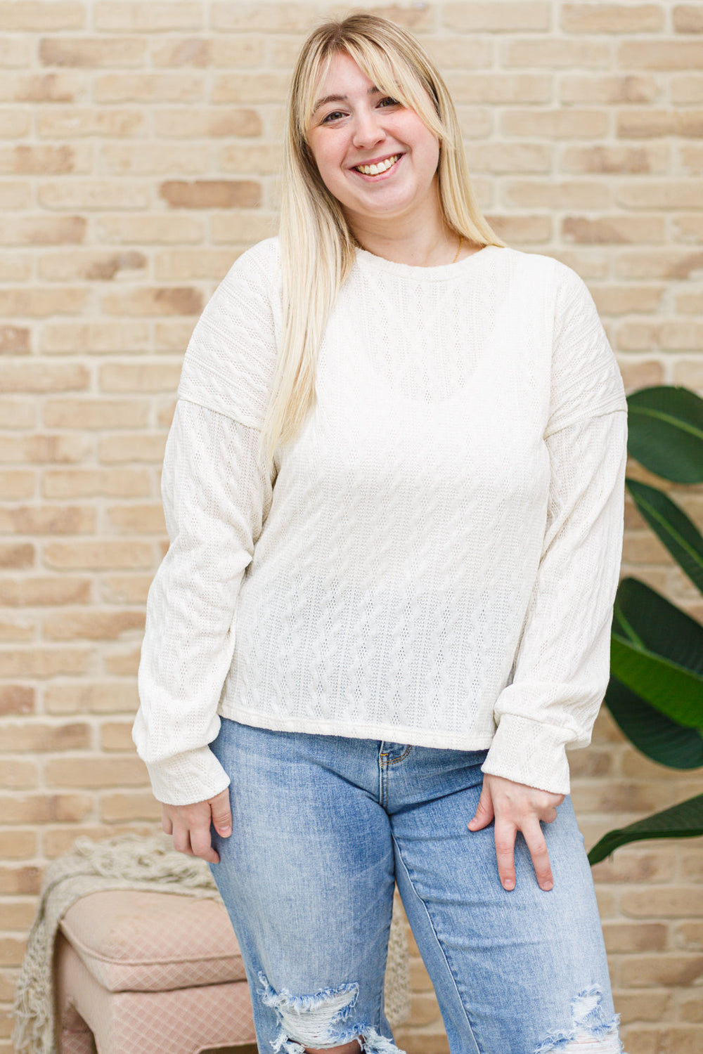 Keep Me Here Knit Sweater in Cream - AddiBray