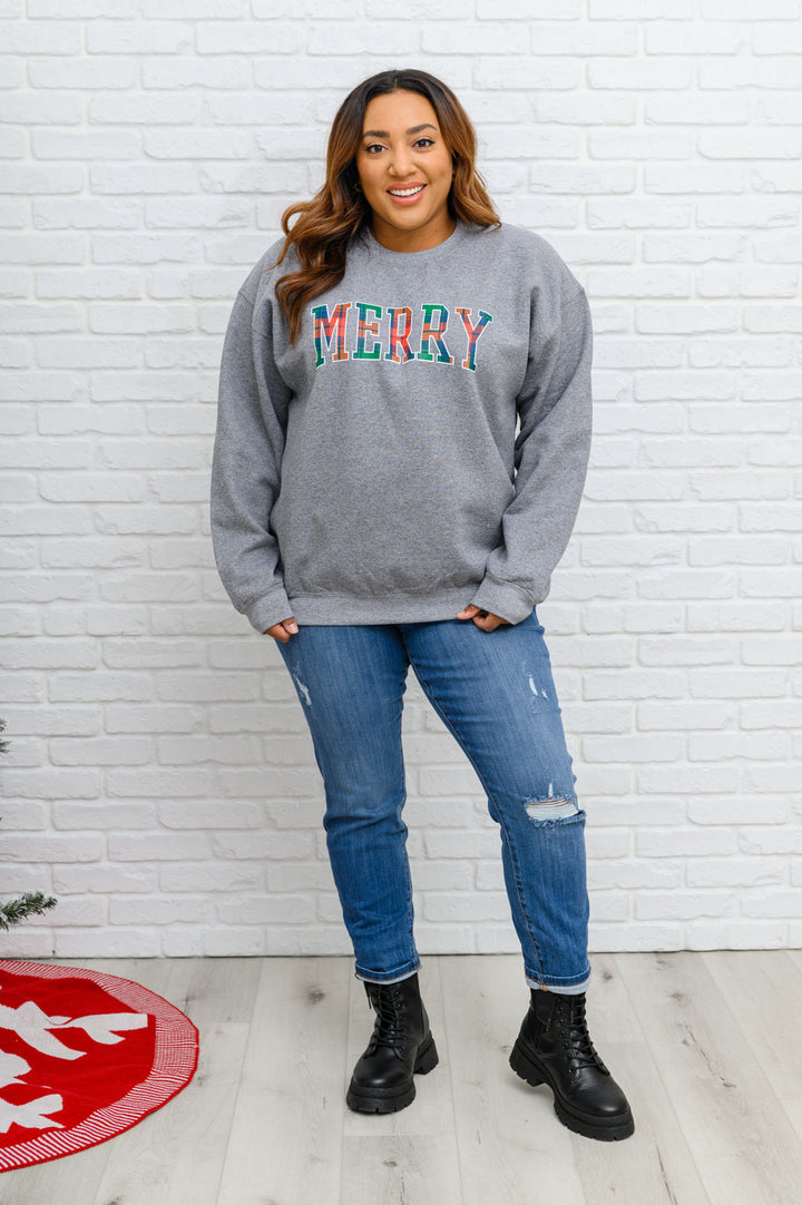 Merry As Can Be Sweatshirt In Gray