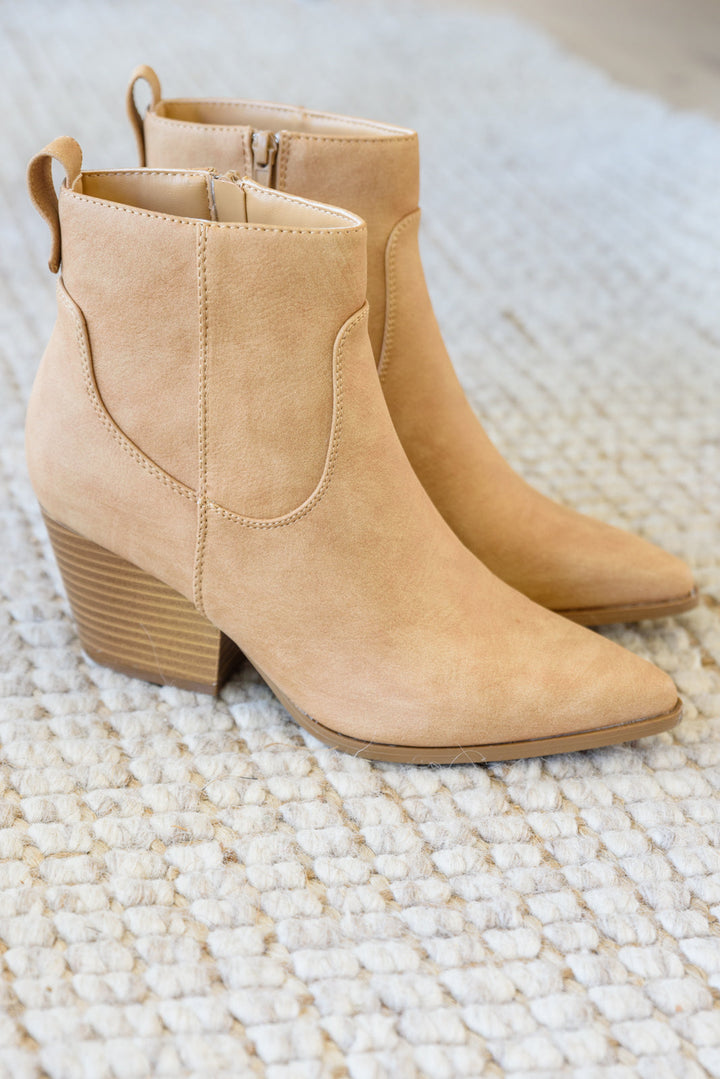 Mighty Fine Faux Leather Ankle Boots In Toffee