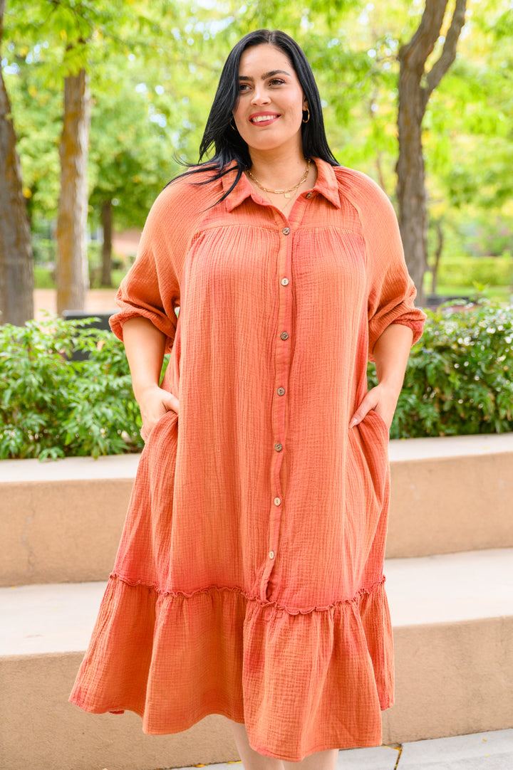 Stuck With You Vintage Overdye Dress In Rust